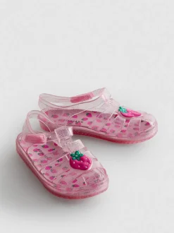 Glitzernde Fischersandalen aus Kunststoff
