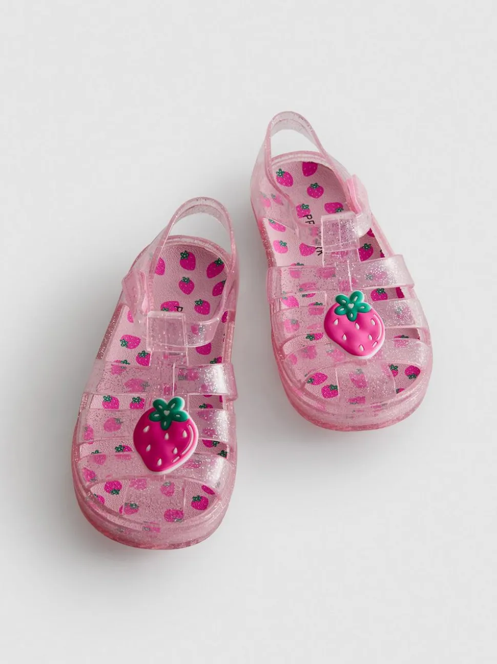 Glitzernde Fischersandalen aus Kunststoff