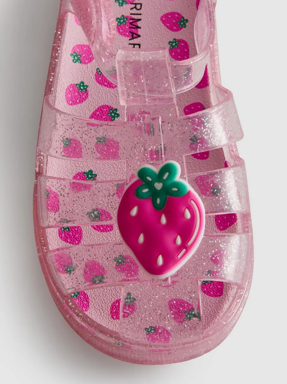 Glitzernde Fischersandalen aus Kunststoff
