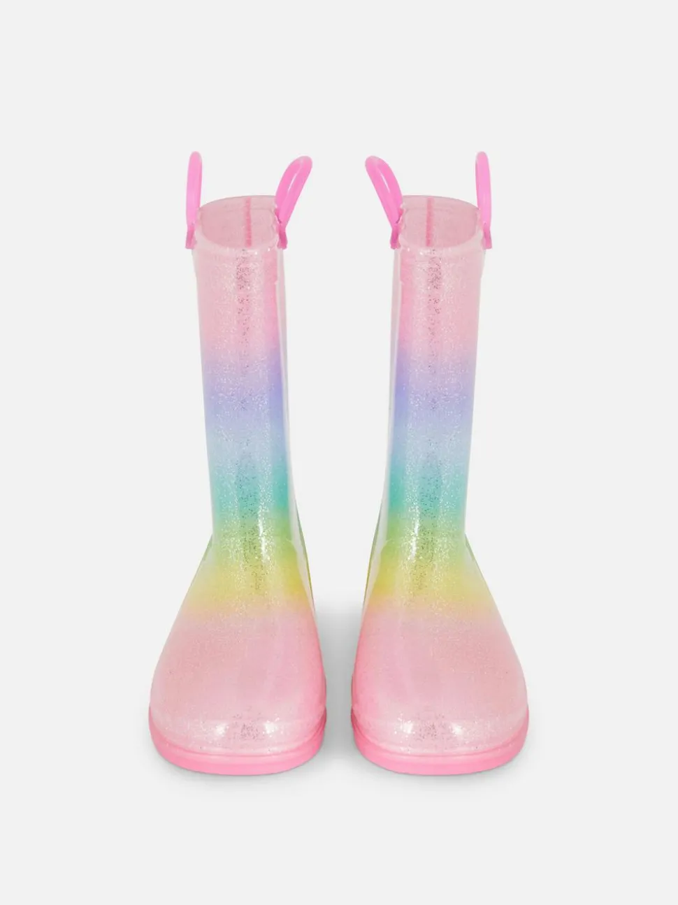 Glitzernde Gummistiefel im Ombré-Look