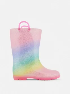 Glitzernde Gummistiefel im Ombré-Look