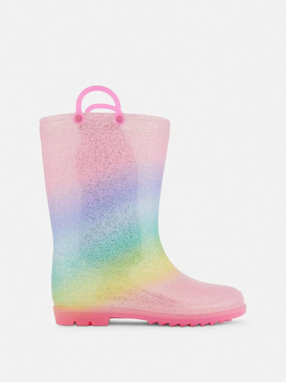 Glitzernde Gummistiefel im Ombré-Look