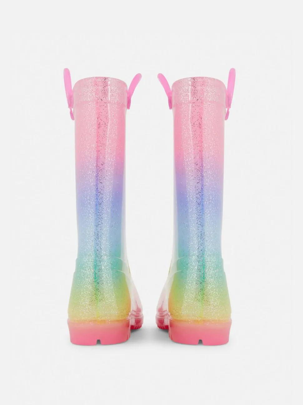 Glitzernde Gummistiefel im Ombré-Look