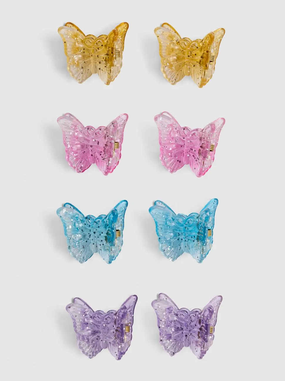 Glitzernde Schmetterlings-Haarklammern, 8er-Pack