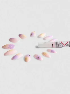 Glänzende Kunstnägel mit Blumendesign, 24er-Pack