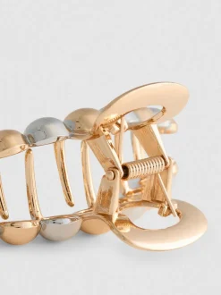 Haarklammer mit Perlen in Metallic-Optik