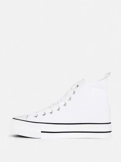 High-Top-Sneaker aus Canvas mit flacher Plateausohle