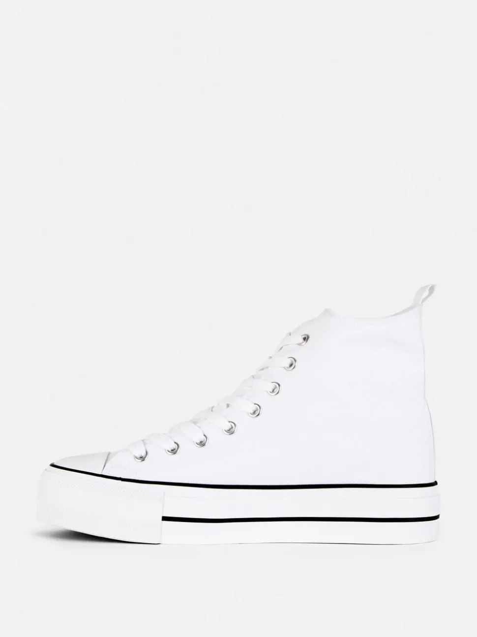 High-Top-Sneaker aus Canvas mit flacher Plateausohle