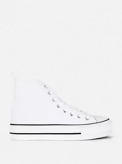 High-Top-Sneaker aus Canvas mit flacher Plateausohle