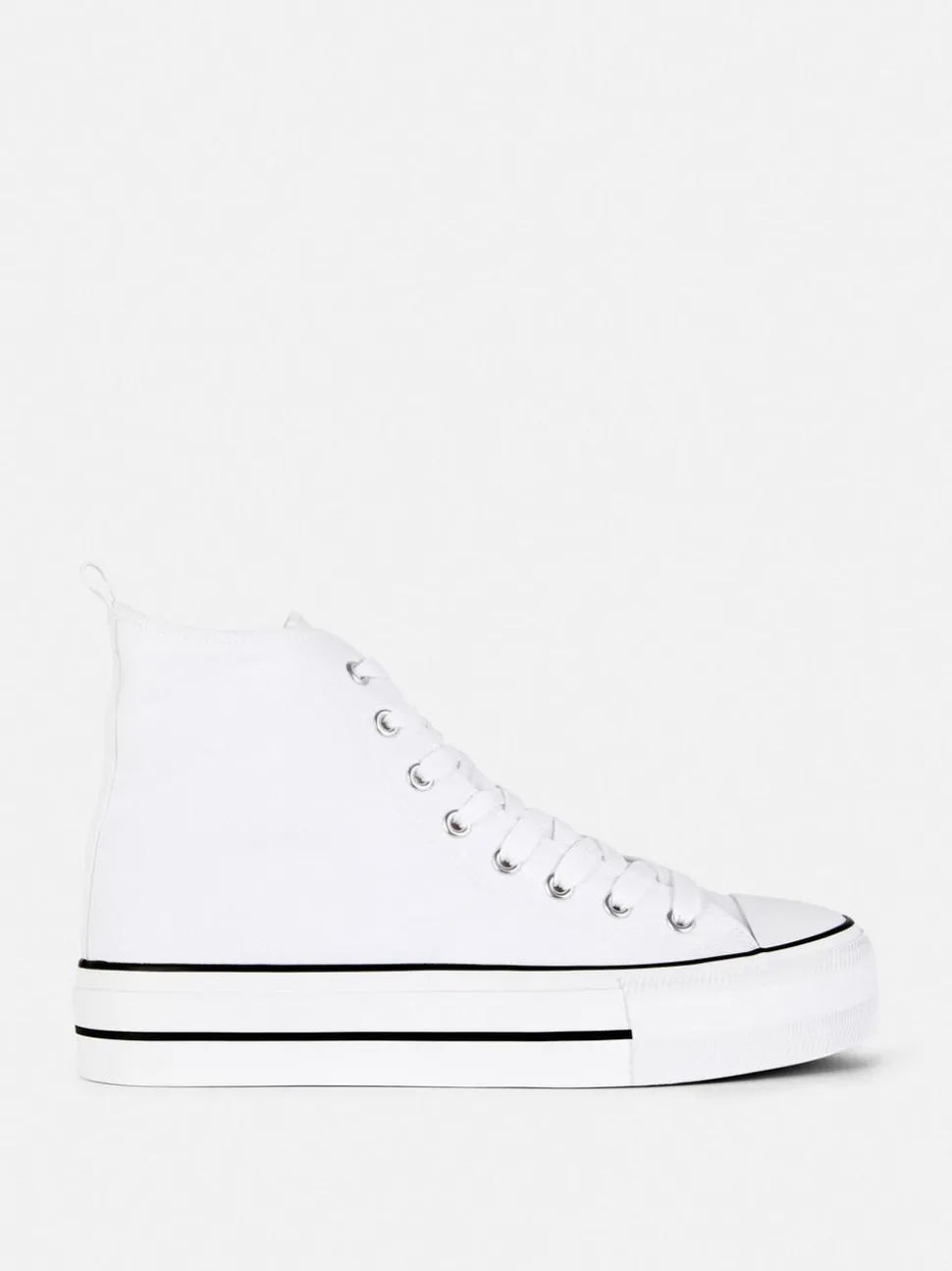 High-Top-Sneaker aus Canvas mit flacher Plateausohle