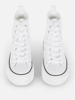 High-Top-Sneaker aus Canvas mit flacher Plateausohle