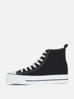 High-Top-Sneaker aus Canvas mit flacher Plateausohle