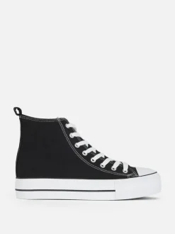 High-Top-Sneaker aus Canvas mit flacher Plateausohle