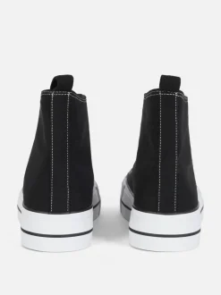 High-Top-Sneaker aus Canvas mit flacher Plateausohle