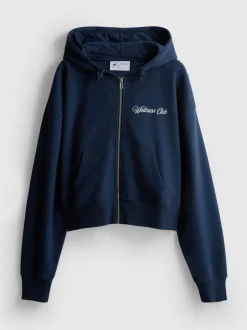 Hoodie mit Grafik, Reißverschluss und hohem Baumwollanteil
