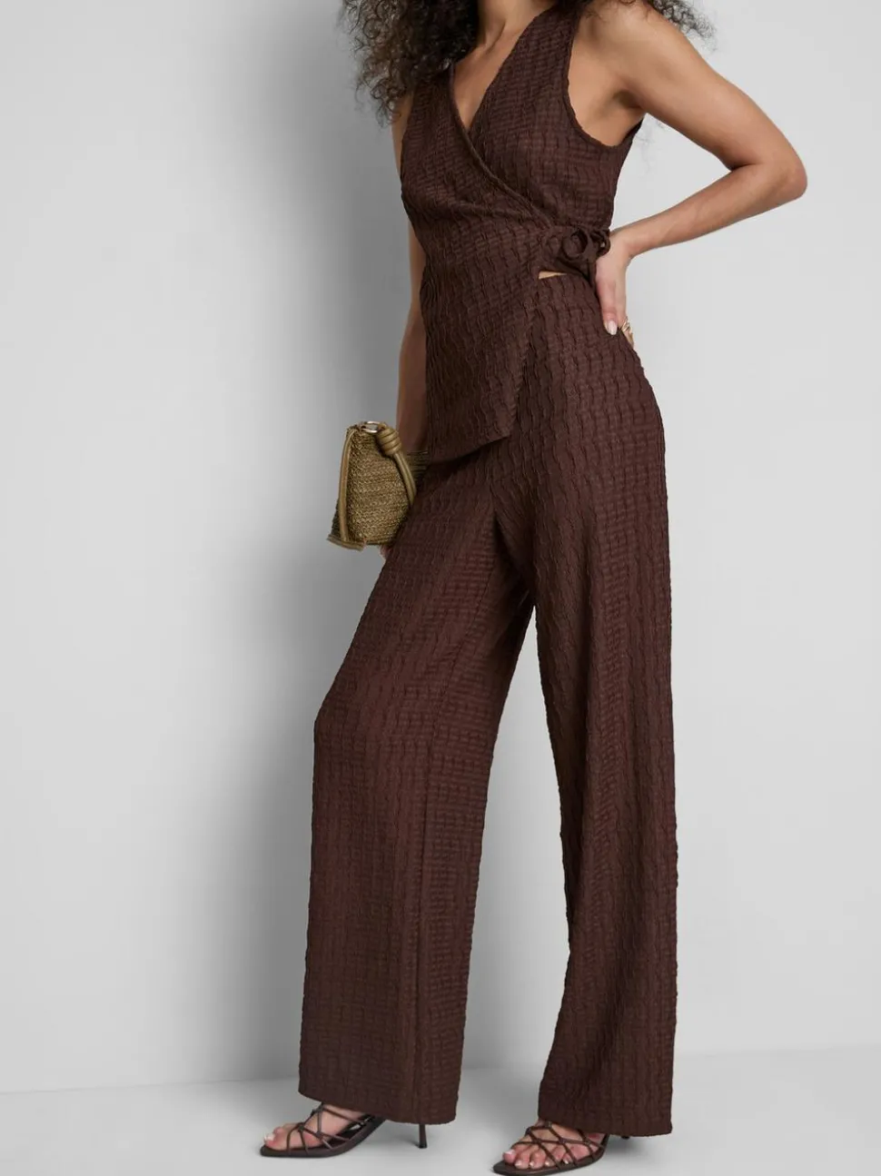 Hose in Knitteroptik mit weitem Bein