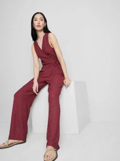 Hose in Knitteroptik mit weitem Bein