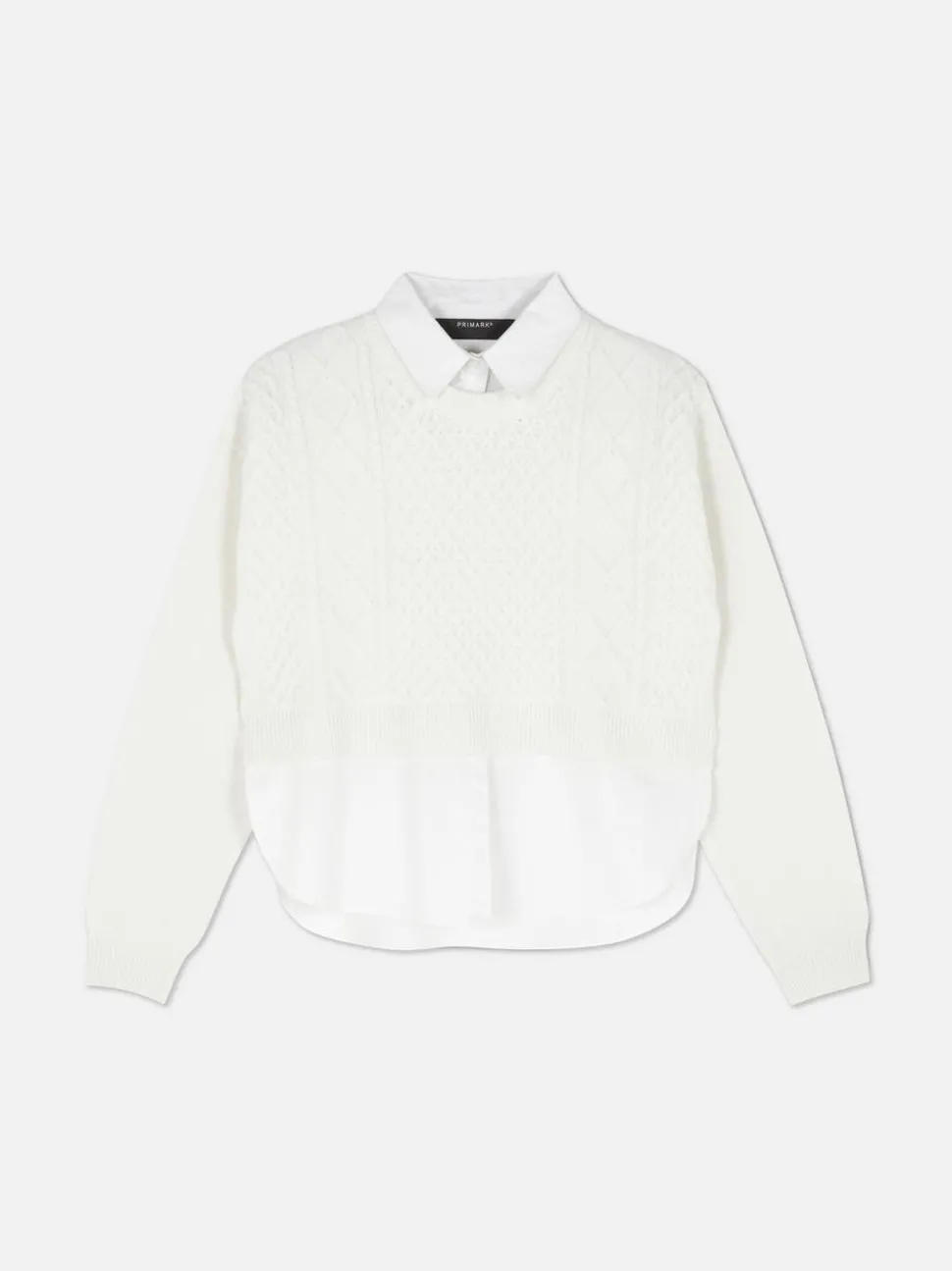 2-in-1-Strickpullover mit Zopfmuster