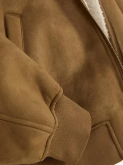 Jacke in Wildleder-Optik mit Borg-Kragen
