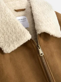 Jacke in Wildleder-Optik mit Borg-Kragen