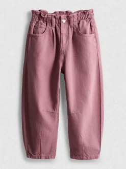 1–9 Jahre | Barrel-Jeans aus reiner Baumwolle mit Paperbag-Bund