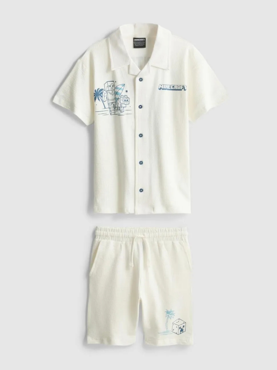 7–15 Jahre | Baumwoll-Shirt mit „Minecraft“ Grafik und Shorts im Set