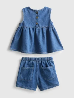 1,5–8 Jahre | Besticktes Denim-Top und Shorts im Set