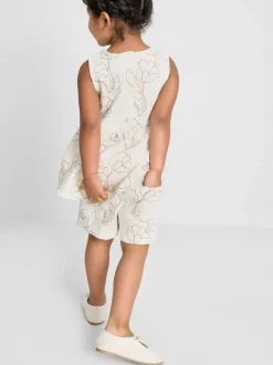 1,5–8 Jahre | Besticktes Set aus ärmelloser Jeansbluse und Shorts