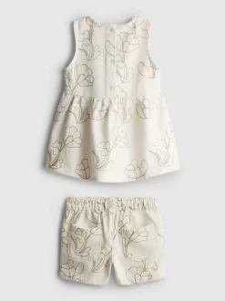 1,5–8 Jahre | Besticktes Set aus ärmelloser Jeansbluse und Shorts