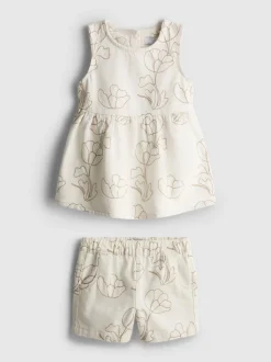 1,5–8 Jahre | Besticktes Set aus ärmelloser Jeansbluse und Shorts
