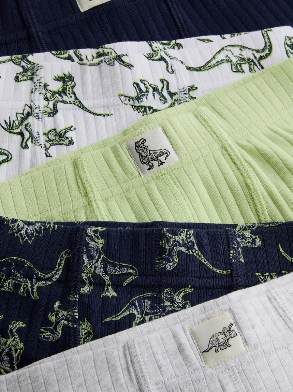 1,5–11 Jahre | Gerippte Boxershorts mit Dinosaurier-Grafik, 5er-Pack