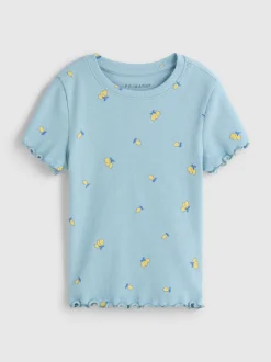 1,5–8 Jahre | Geripptes T-Shirt mit Print und hohem Baumwollanteil