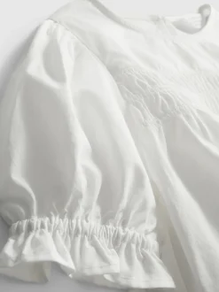 1–9 Jahre | Gesmokte, bestickte Bluse aus reiner Baumwolle