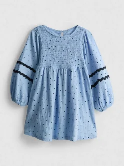 1–9 Jahre | Gesmoktes Kleid in Knitteroptik mit Ballonärmeln