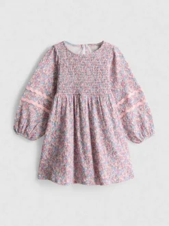 1–9 Jahre | Gesmoktes Kleid in Knitteroptik mit Ballonärmeln