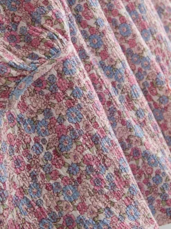 1–9 Jahre | Gesmoktes Kleid in Knitteroptik mit Ballonärmeln