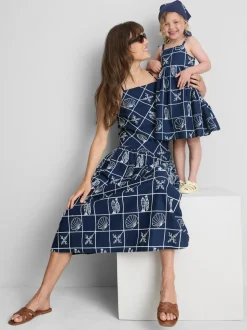 1,5–9 Jahre | Gesmoktes Kleid mit Spaghettiträgern und Stickerei