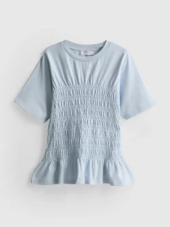 7–15 Jahre | Gesmoktes T-Shirt mit Schößchen