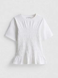 7–15 Jahre | Gesmoktes T-Shirt mit Schößchen
