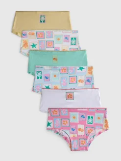 2–15 Jahre | Hipster mit hohem Baumwollanteil und Postkarten-Print, 6er-Pack