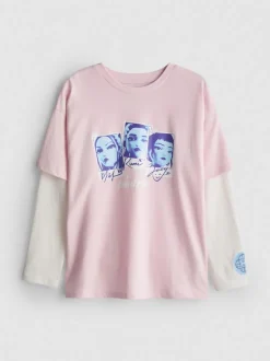 5–15 Jahre | „2-in-1 KPop Demon Hunters“ Langarm-Shirt im Lagenlook