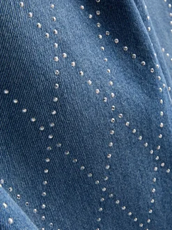 7–15 Jahre | Jeans aus reiner Baumwolle mit weitem Bein und Strassbesatz