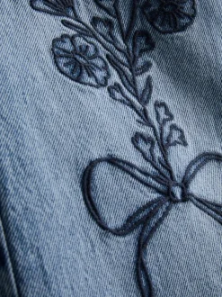 7–15 Jahre | Jeans mit weitem Bein und Blumenstickerei