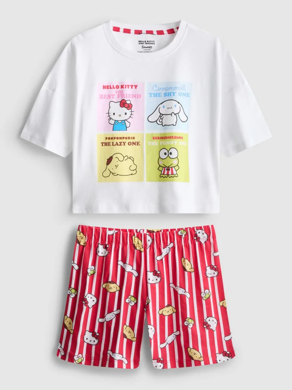 5–15 Jahre | Kurzer „Hello Kitty and Friends“ Schlafanzug mit geradem Top