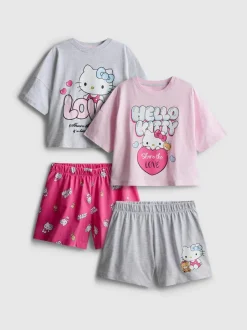 5–15 Jahre | Kurzer „Hello Kitty“ Schlafanzug mit geradem Top, 2er-Pack