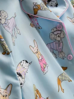 5–15 Jahre | Kurzer Satin-Schlafanzug mit Hundegrafik