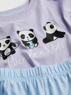 7–15 Jahre | Kurzer Schlafanzug mit Panda-Grafik, 2er-Pack