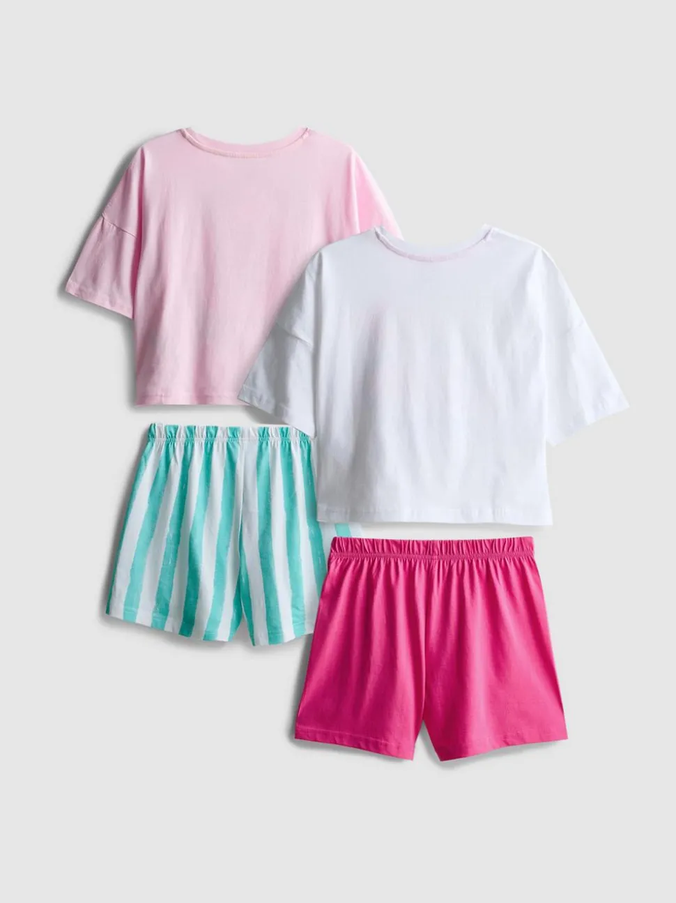 7–15 Jahre | Kurze Schlafanzüge aus reiner Baumwolle mit Hibiskusblüten-Muster, 2er-Pack