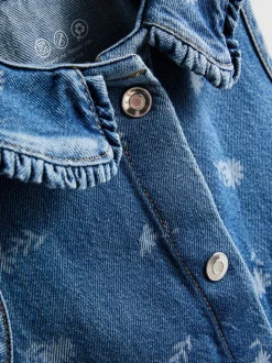 1,5–8 Jahre | Ärmelloses Jeanskleid mit Blumenmuster und Kragen