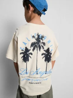 7–15 Jahre | Strukturiertes T-Shirt mit Palmen-Grafik